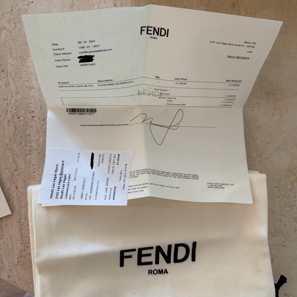 Fendi Mink Fur Baguette Slides - Picture 5 of 6
